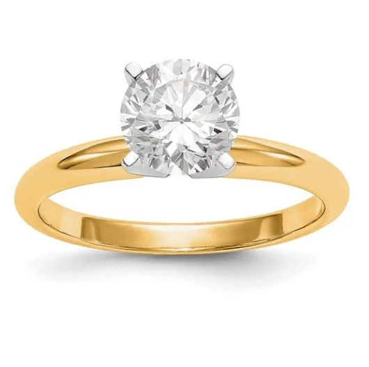 Engagement rings with two-tone sapphire bands -14K Yellow Gold 1.00ct VS1 H LAB GROWN Diamond Solitaire Engagement Ring