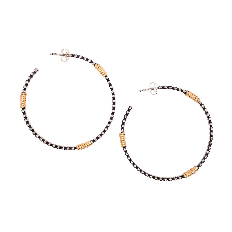 Best hoop earrings with detachable studs for a versatile and adjustable accessory-Large Front Facing Bead Hoop with Wraps Earrings (E1649)