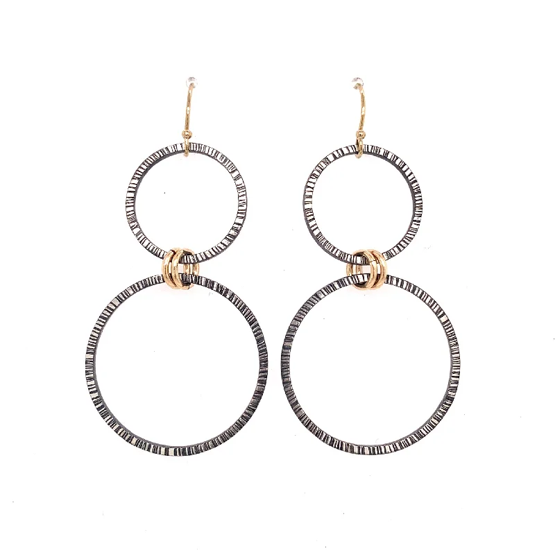 Hoop earrings with a matte finish for a sleek and sophisticated appearance-Large Lined Harmony Hoops Earrings (E1768)