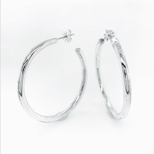 Hoop earrings with hammered textures for a boho-chic and rustic vibe-Large Tube Hoop Earrings