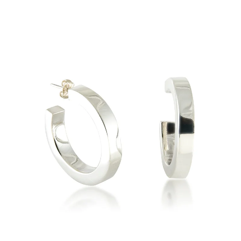 Best hoop earrings with baroque pearls for a luxurious and elegant vibe-Medium Square Tube Hoop