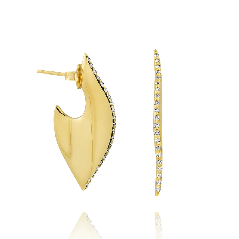 Best hoop earrings with snake-inspired designs for an edgy and fierce vibe-Leaf Earrings with Pave Diamonds