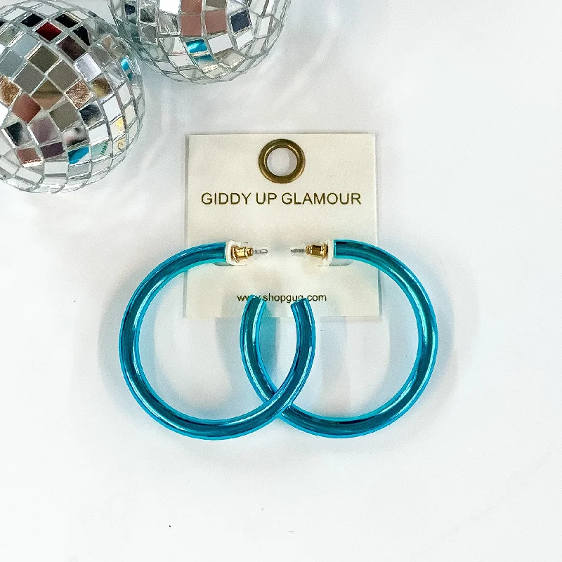 Best hoop earrings with gold-plated finishes for an affordable luxury vibe-Light Up Large Neon Hoop Earrings In Blue