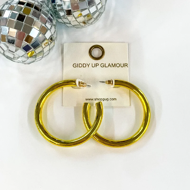 Best hoop earrings with detachable studs for a versatile and adjustable accessory-Light Up Large Neon Hoop Earrings In Yellow