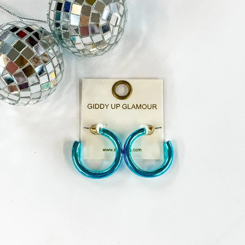 Best hoop earrings with rose gold for a romantic and warm aesthetic-Light Up Small Neon Hoop Earrings In Blue