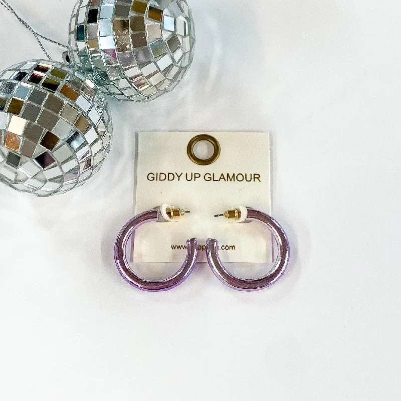 Best hoop earrings with minimal embellishments for a sleek and modern look-Light Up Small Neon Hoop Earrings In Lavender