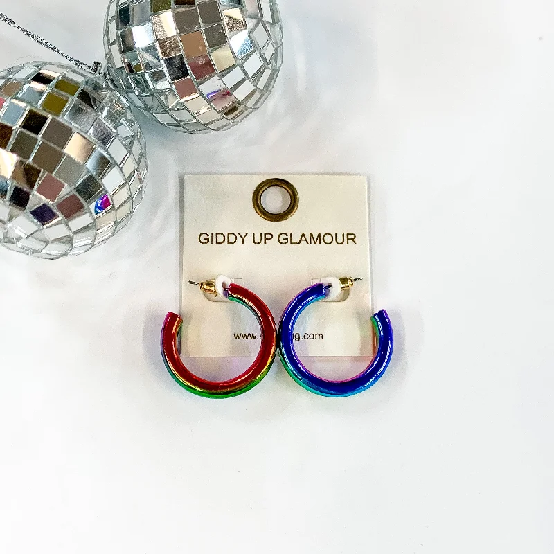 Best hoop earrings with custom engravings for a personalized and meaningful gift-Light Up Small Neon Hoop Earrings In Multicolored