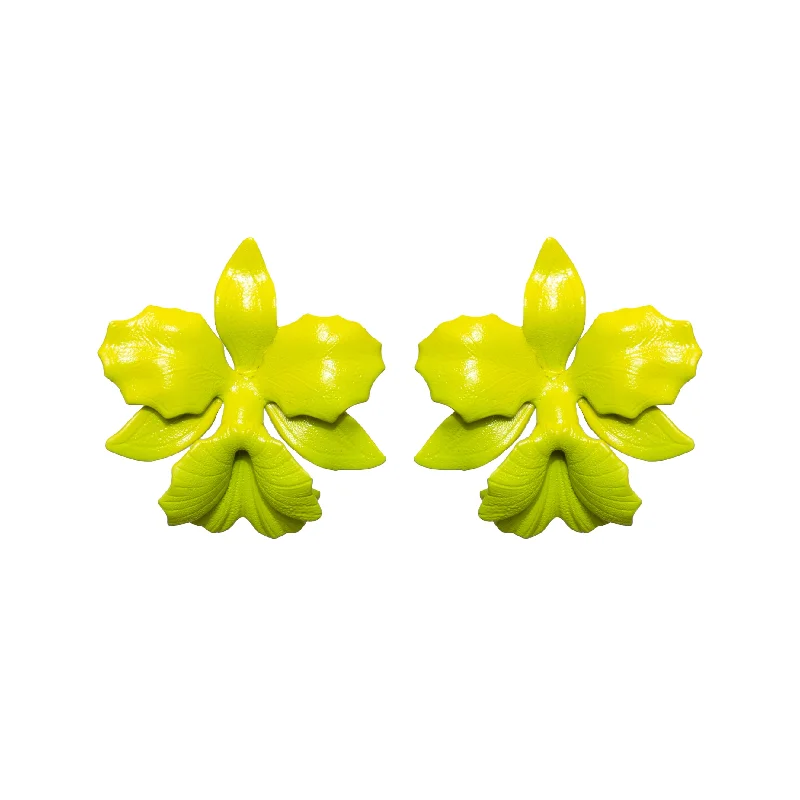 Best hoop earrings with smooth ceramic finishes for a polished, clean style-Lime Laelia Orchid Studs