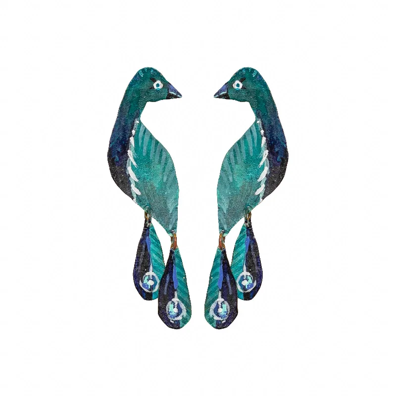 Small hoop earrings for a delicate and understated everyday wear-Handpainted Petit Peacock Earrings