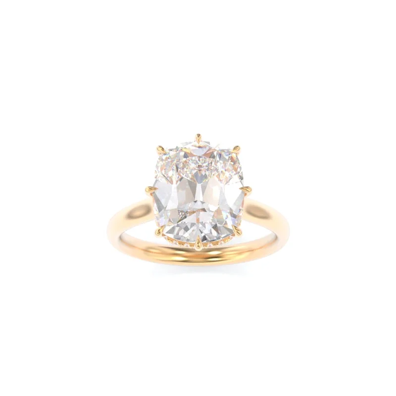 Engagement rings with sunburst aquamarine arrangements -LynnieBeth Solitaire Old Mine Cushion