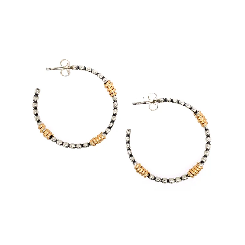 Best hoop earrings with stacked layers for a dimensional and bold look-Med Front Facing Bead Hoop with 3 Wraps (RE1648)