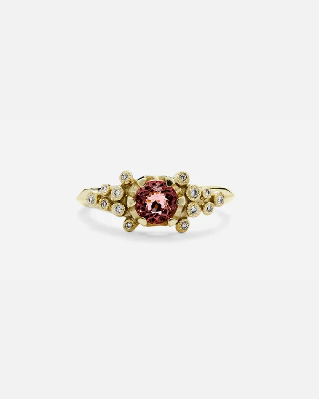 Engagement rings with raw garnet for rugged charm -Melee E4 / Pink Tourmaline