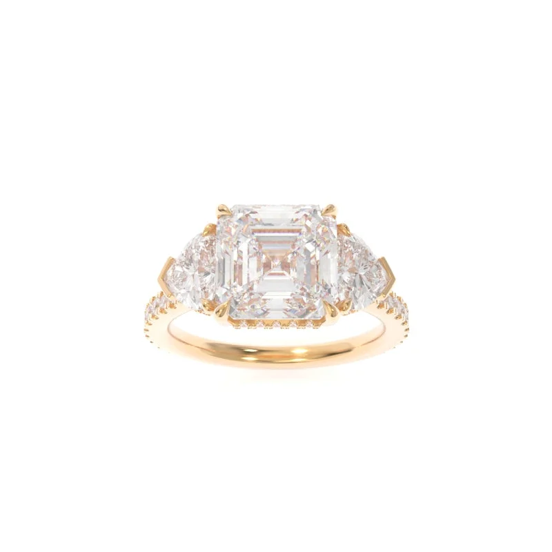 Engagement rings with vintage oxidized gold finish -Michelle Ring (Heart Version) Asscher