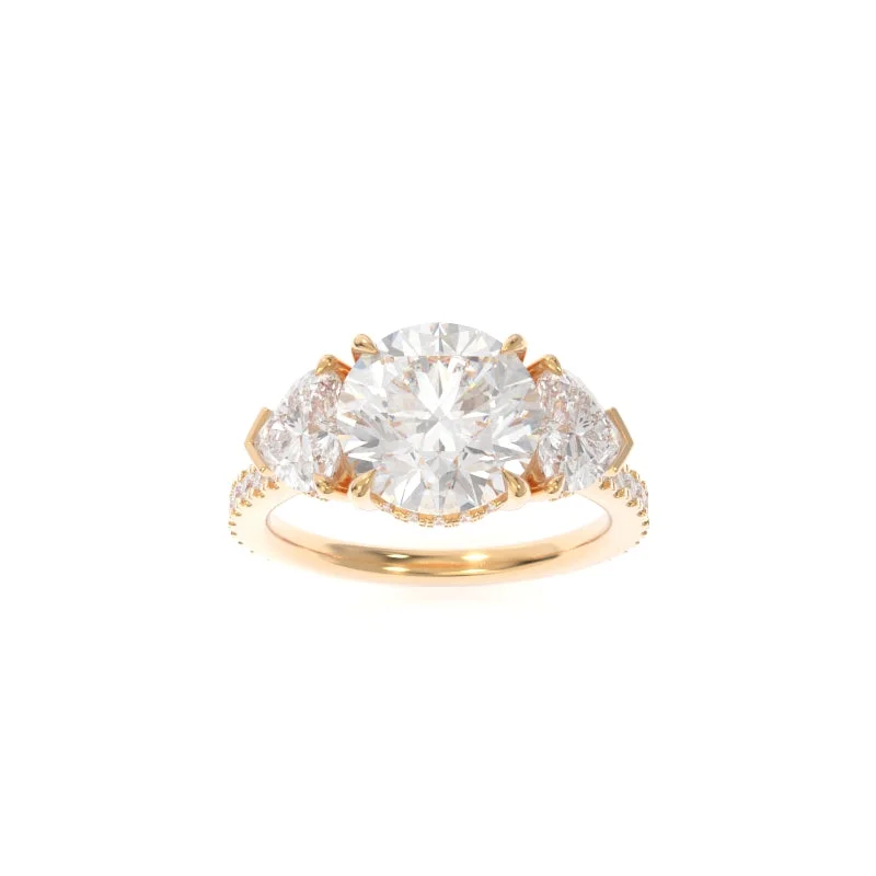 Engagement rings with twisted bands and diamonds -Michelle Ring (Heart Version) Round