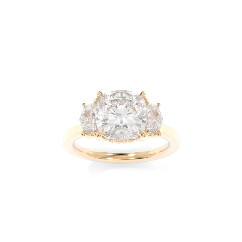 Engagement rings with halo of vibrant citrine -Michelle Solitaire (Cadillac Version) Cushion