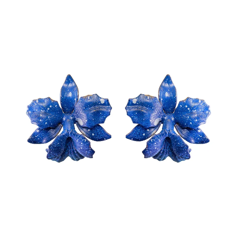 Best hoop earrings with floral designs for a feminine and delicate look-Midnight Laelia Orchid Studs