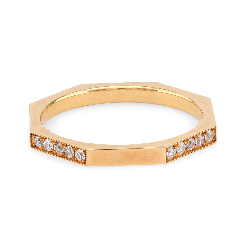 Custom engagement rings with engraved floral bands -Modern Diamond 18K Yellow Gold Eternity Ring