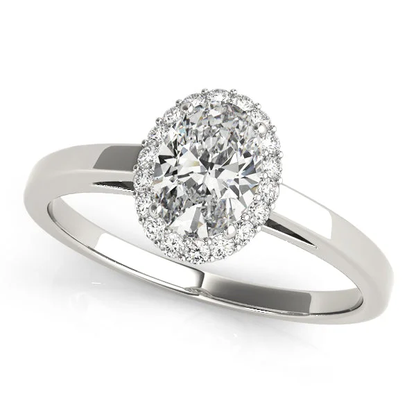 Engagement rings with classic pave garnet bands -Oval Diamond Halo Design Mounting