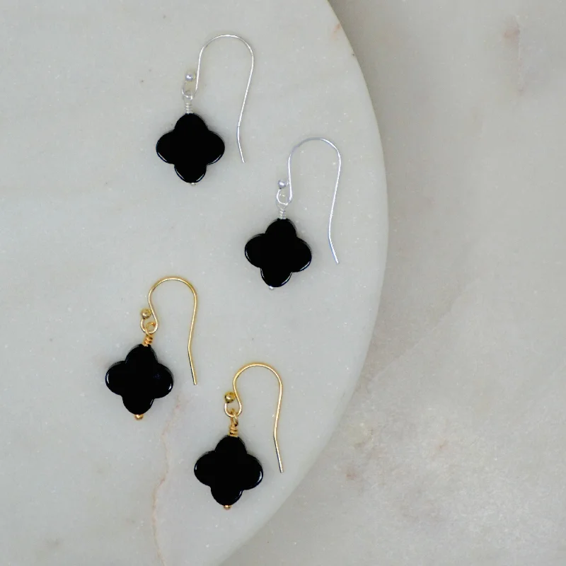 Hoop earrings with tortoiseshell designs for a chic and classic style-Payton Clover Earrings - Onyx