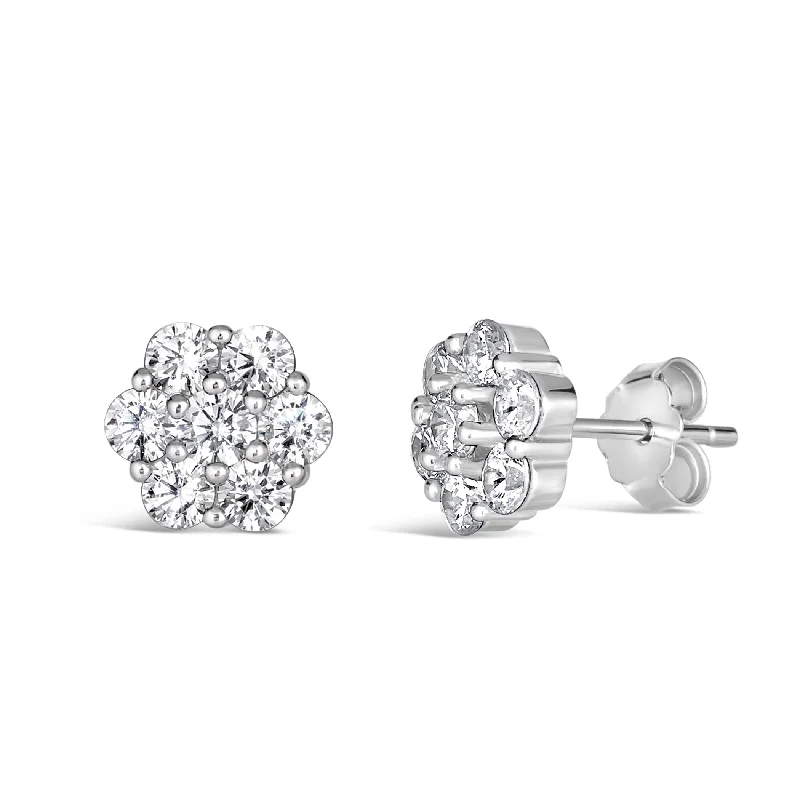 Best hoop earrings with intricate beaded details for a textured, stylish appearance-Petite Fleur Diamond Crystalline Studs