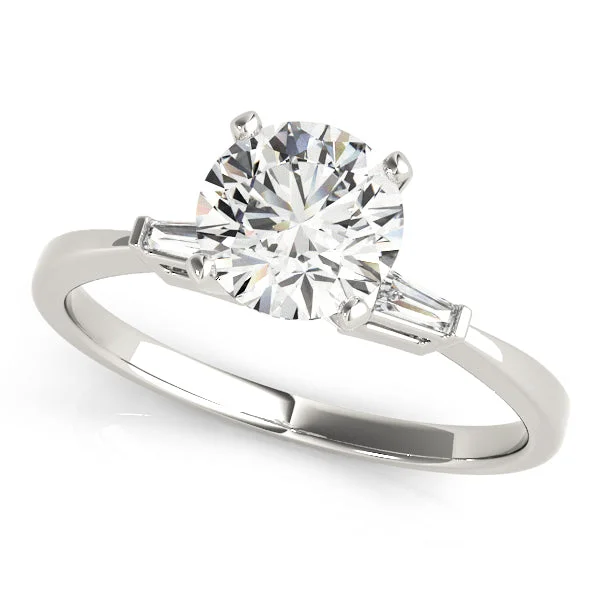 Engagement rings with vintage-inspired claw prongs -Platinum Side Baguette Mounting