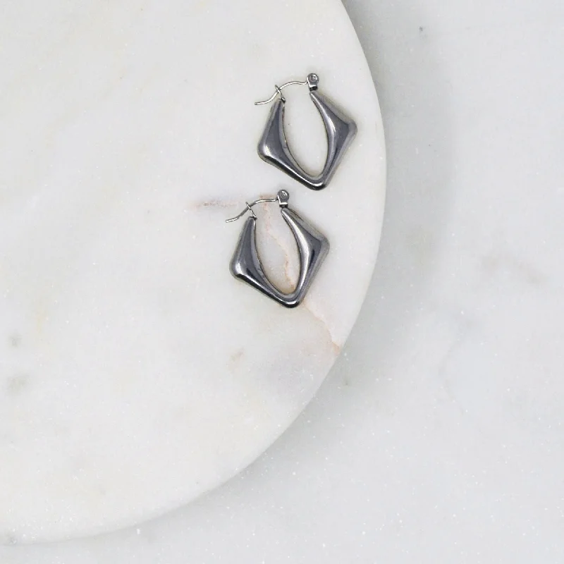 Large hoop earrings for a bold and statement-making fashion accessory-Retro Hoop Earrings - Geometric Stainless