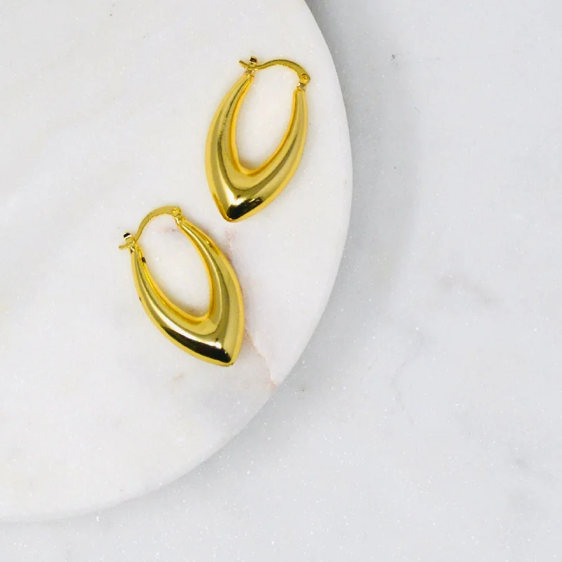 Hoop earrings with hammered textures for a boho-chic and rustic vibe-Retro Hoop Earrings - Gold Teardrop