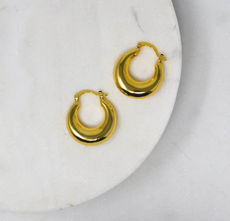 Small hoop earrings for a delicate and understated everyday wear-Retro Hoop Earrings - Large Gold