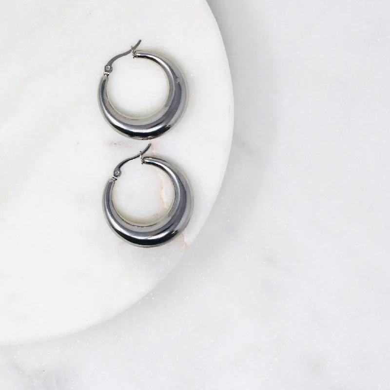 Hoop earrings with open designs for a modern, lighthearted vibe-Retro Hoop Earrings - XL Stainless