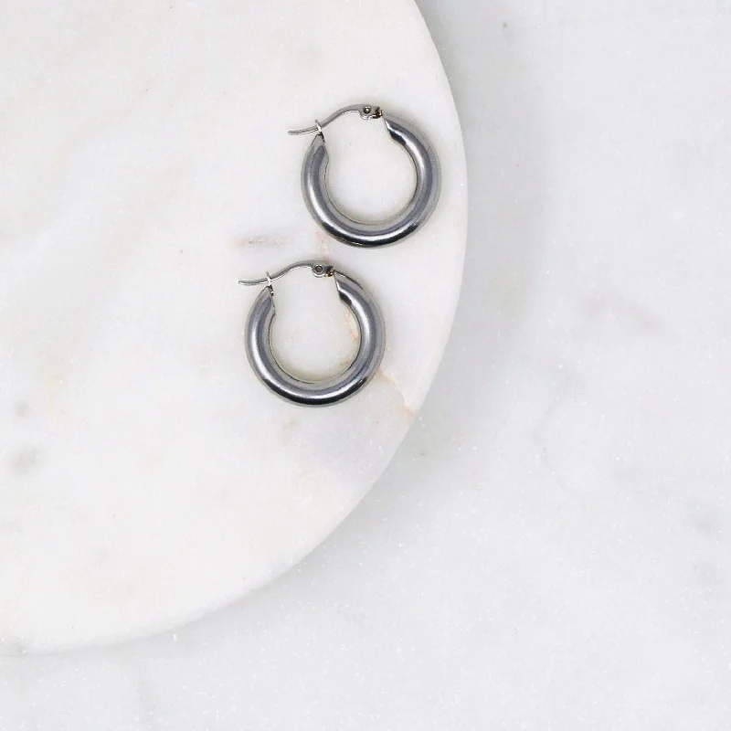 Hoop earrings with diamond-cut surfaces for added sparkle and shine-Retro Hoop Earrings - Thick Medium Stainless