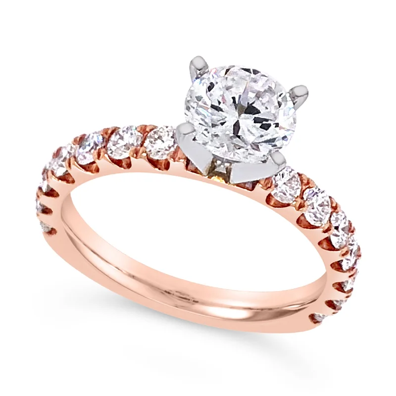 Engagement rings with cushion-cut aquamarine stones -Rose Gold Scalloped Design Diamond Engagement Mounting