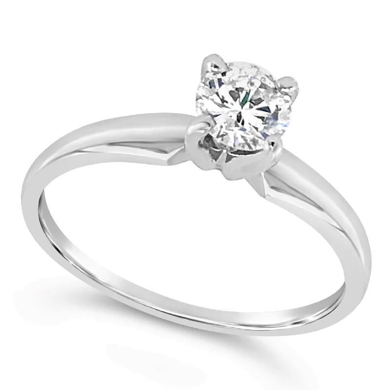 Engagement rings with east-west moonstone settings -Round Diamond Solitaire Engagement Ring