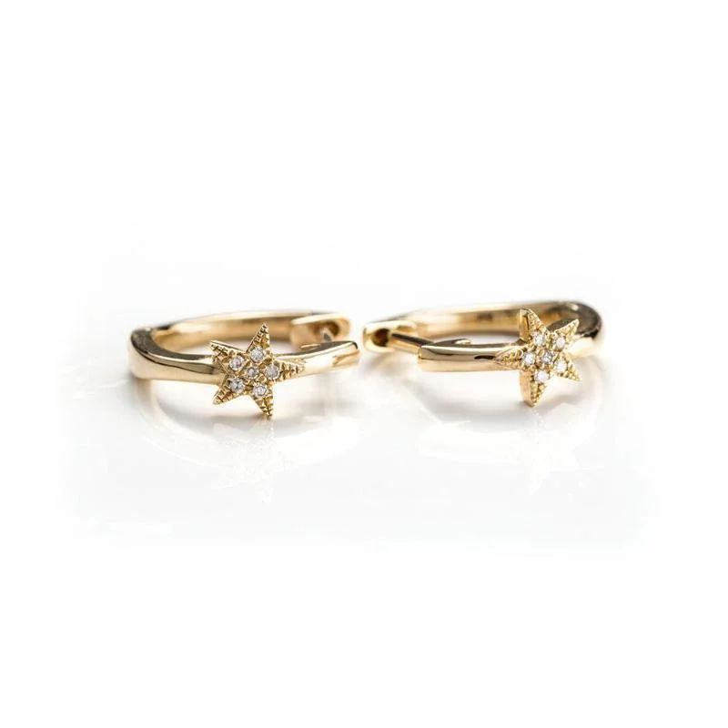 Best hoop earrings with Swarovski crystals for added sparkle and luxury-Single Star Huggies