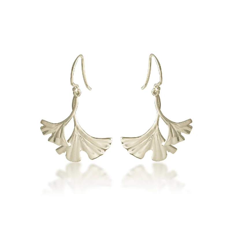 Best hoop earrings with satin ribbons for a soft, feminine appearance-Small Double Gingko Earring