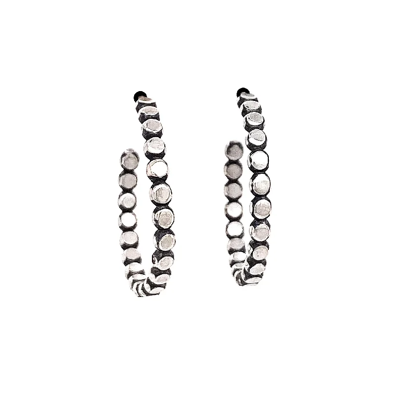 Hoop earrings with rhinestone-studded rims for a glamorous touch-Small Front Facing Bead Hoop (E1652)