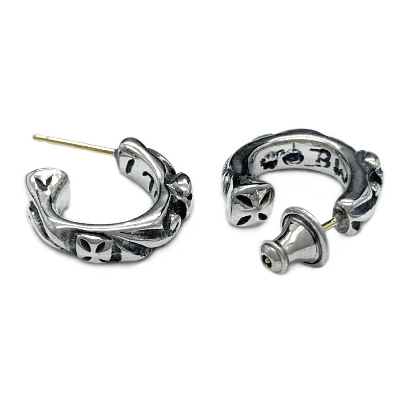 Best hoop earrings with marbled designs for a trendy and artistic effect-Small Silver Cross Hoop Earrings