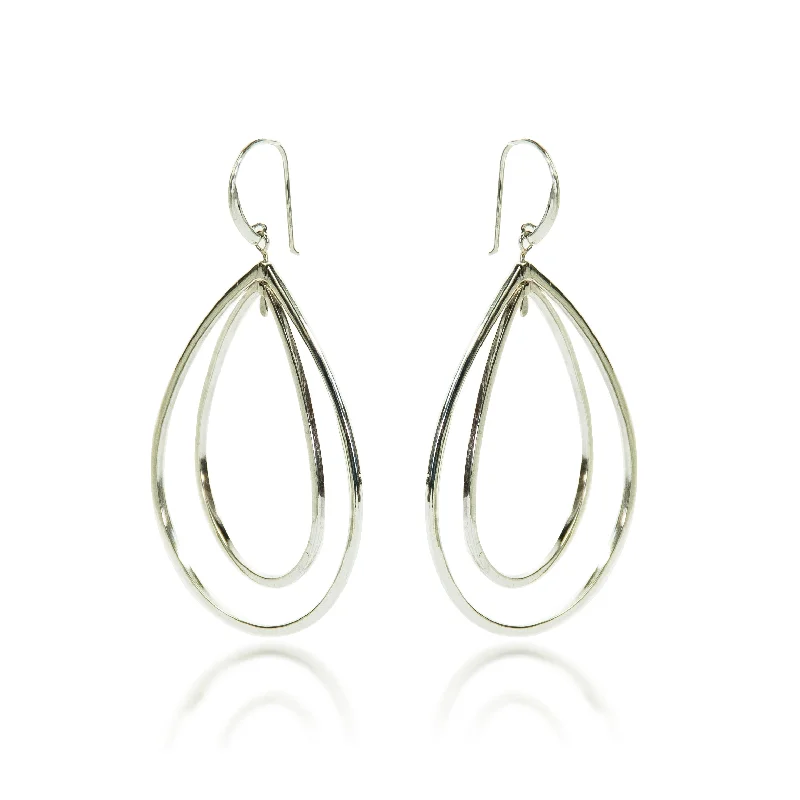 Hoop earrings with a matte black finish for a sleek, edgy vibe-Spinning Pear Drops