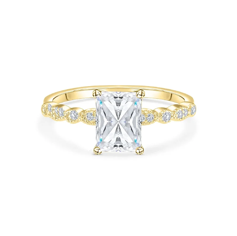 Engagement rings with trillion-cut peridot accents -The Alexandria - Gold