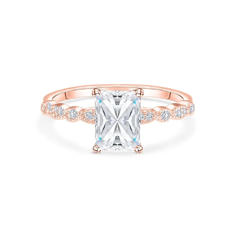 Engagement rings with infinity twist diamond bands -The Alexandria - Rose Gold