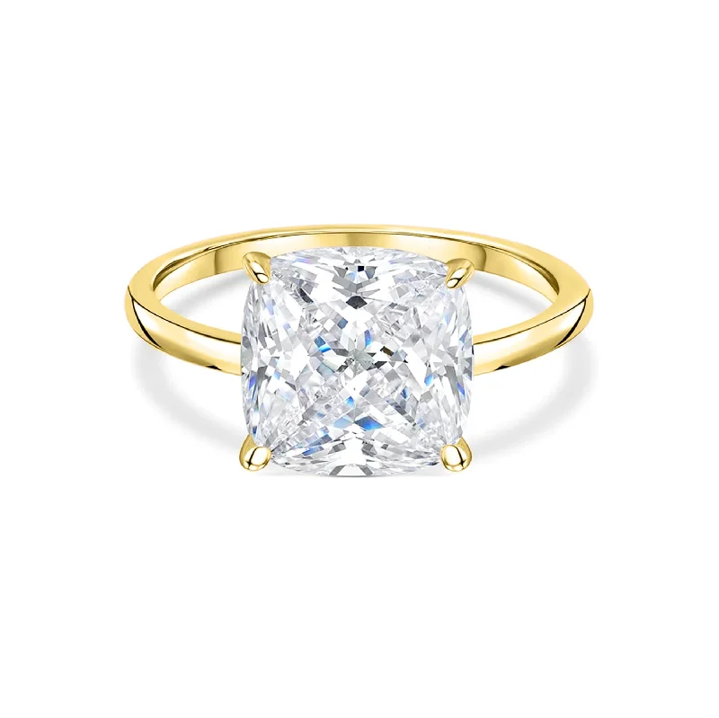 Engagement rings with tension-set peridot stones -The Claire - Gold