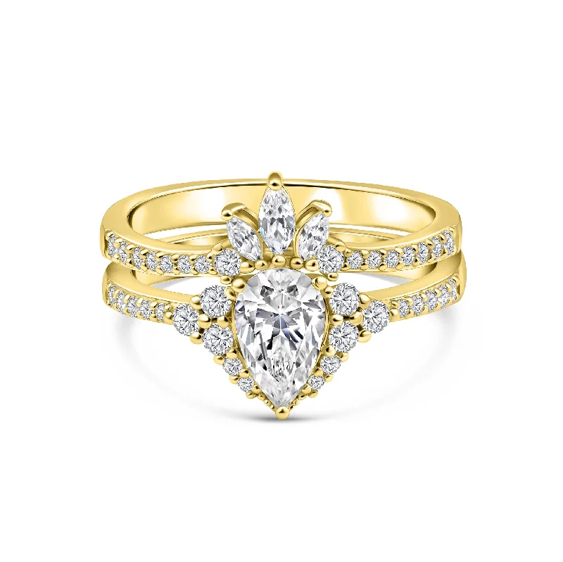 Engagement rings with pave-set turquoise accents -The Delilah - Gold