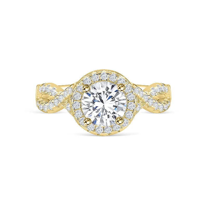 Engagement rings with sunburst aquamarine arrangements -The Grace - Gold