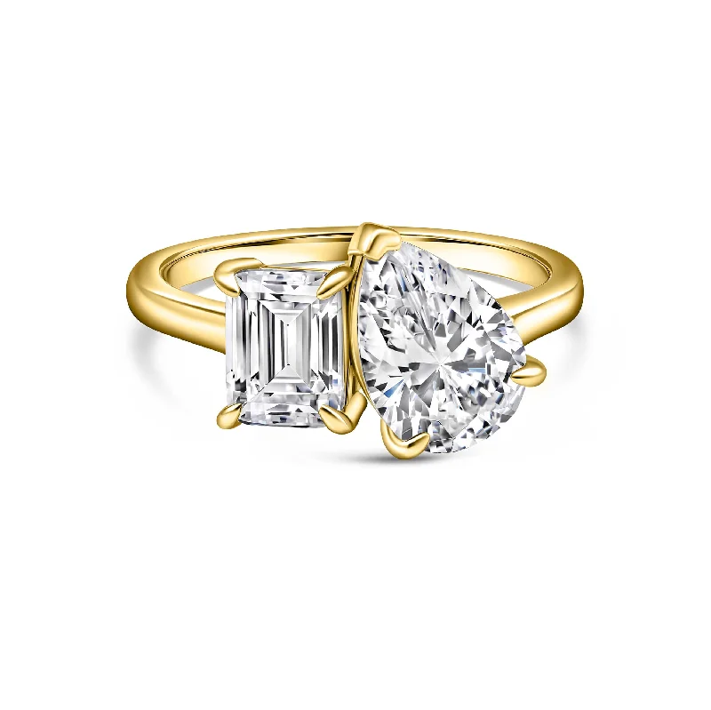 Engagement rings with sleek emerald-cut jade stones -The Isla - Gold