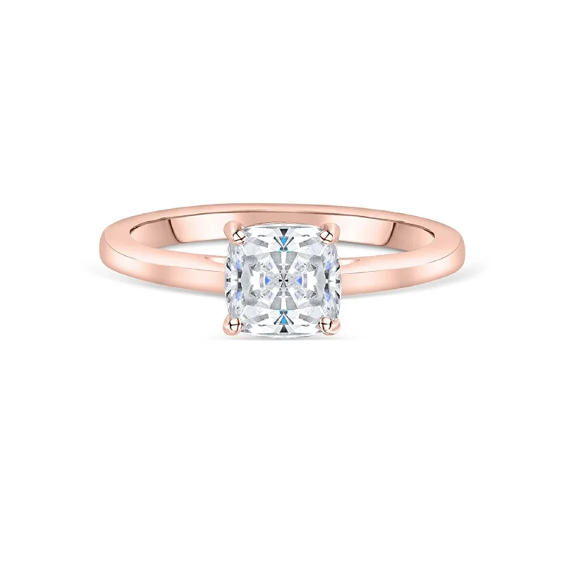 Engagement rings with carved moonstone band patterns -The Layla - Rose Gold