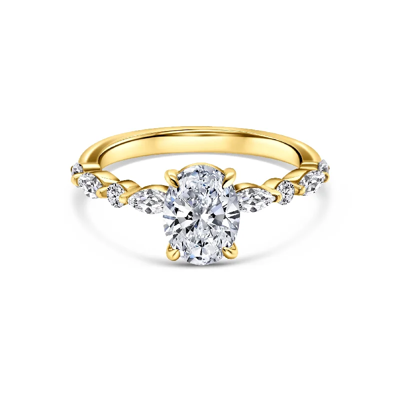 Engagement rings with split-shank topaz designs -The Lillian - Gold