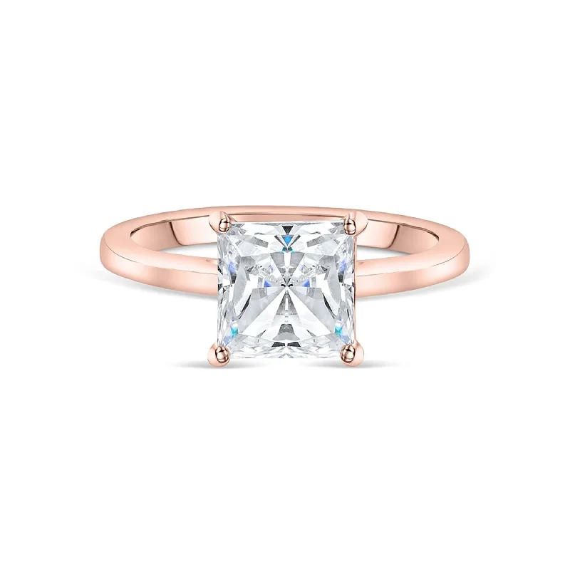 Engagement rings with subtle engraved turquoise bands -The Olivia - Rose Gold