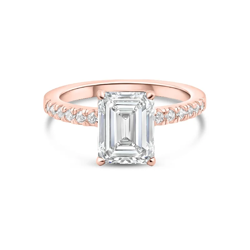 Engagement rings with asscher-cut jade for class -The Sage - Rose Gold