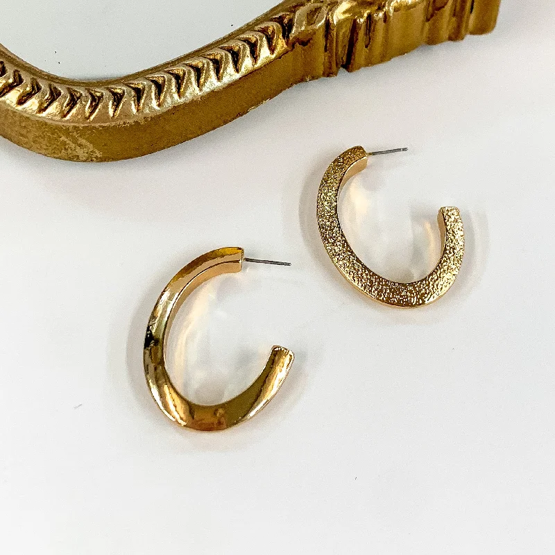 Lightweight hoop earrings for comfortable and all-day wear-Thick Oval Gold Tone Hoop Earrings