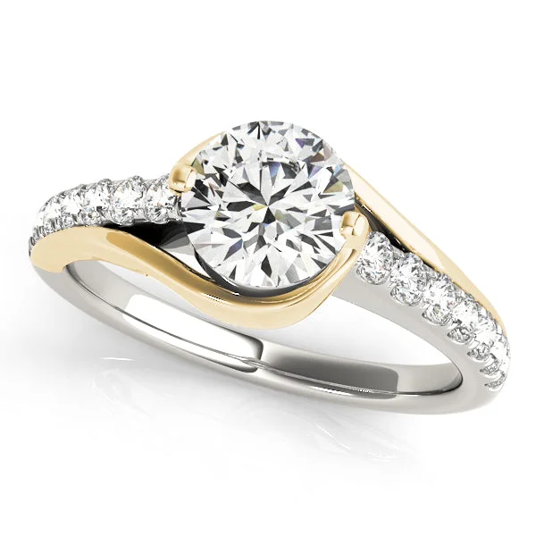 Custom engagement rings with engraved floral bands -Bypass Swirl Design Diamond Engagement Mounting