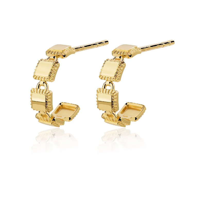 Hoop earrings with polished silver finish for a shiny, modern appeal-Unlock Classic - 18K Lock Infinite Gold Earrings